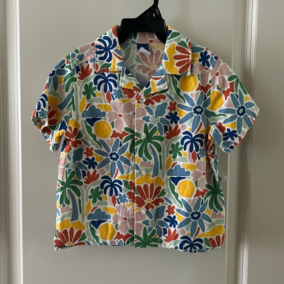OLD NAVY Boys Tropical Button Down Shirt Linen-Rayon Blend - Picture 1 of 6